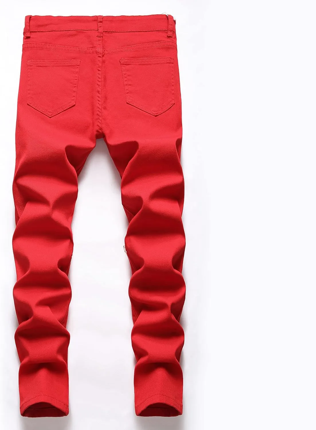 FREDD MARSHALL Boy's Slim Fit Skinny Ripped Distressed Zipper Jeans Pants with Holes