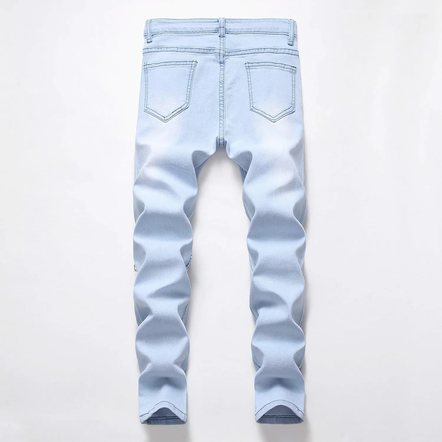FREDD MARSHALL Boy's Slim Fit Skinny Ripped Distressed Zipper Jeans Pants with Holes