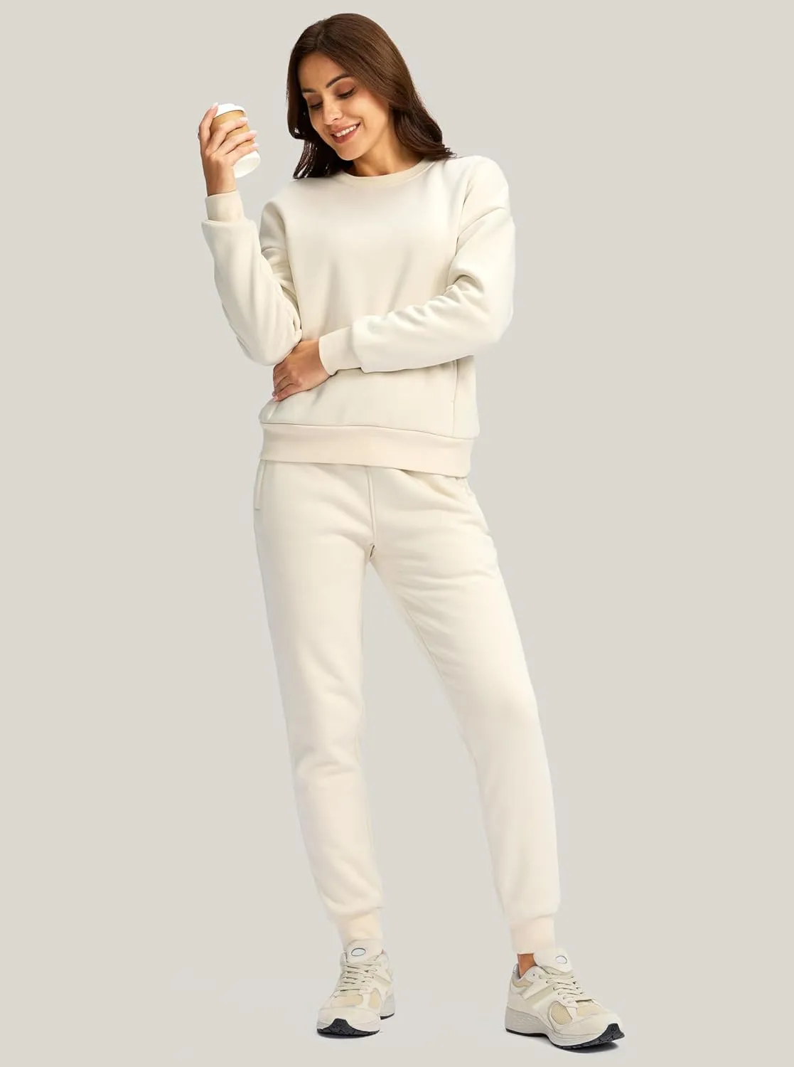 G Gradual Women's Sherpa Fleece Lined Pants with Zipper Pockets Winter Warm Joggers High Waisted Fleece Sweatpants