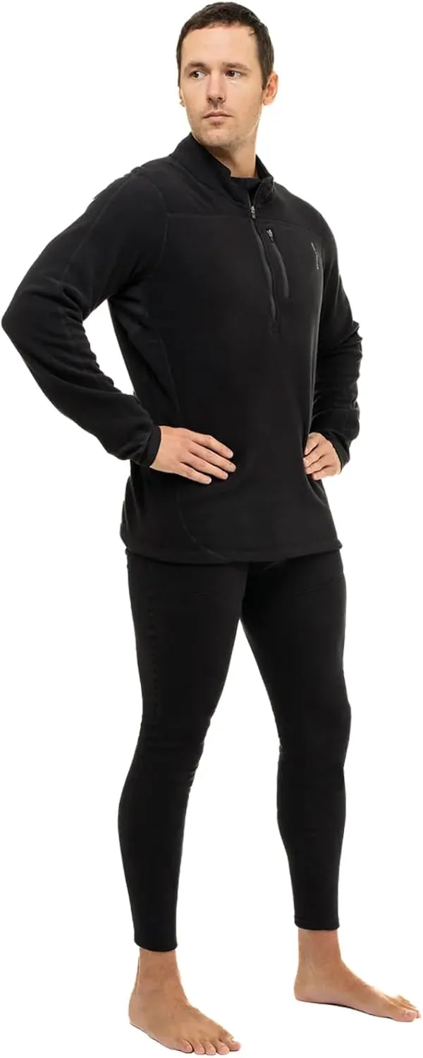 Hot Chillys Men's La Montaña Fleece Zip-T Base Layer Top | Heavyweight Active Fit Thermal Underwear Long Sleeve Shirt for Men