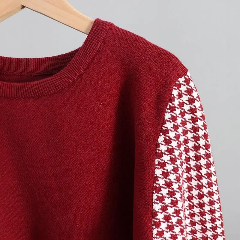 Houndstooth Details Fine Knit Loungewear Set