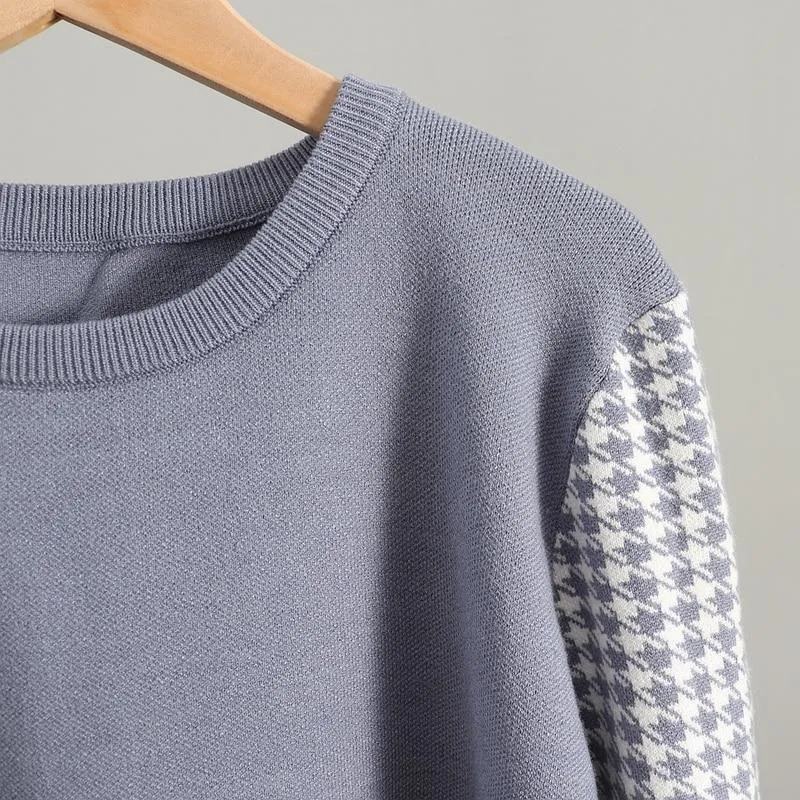Houndstooth Details Fine Knit Loungewear Set