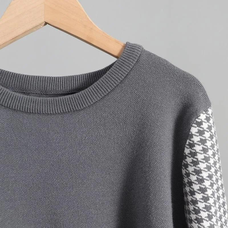 Houndstooth Details Fine Knit Loungewear Set