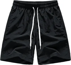 JEsilunmaMY Men's Relaxed Fit Outdoor Running Shorts Quick Drying Solid Color Beach Shorts Lightweight Casual Swim Trunks