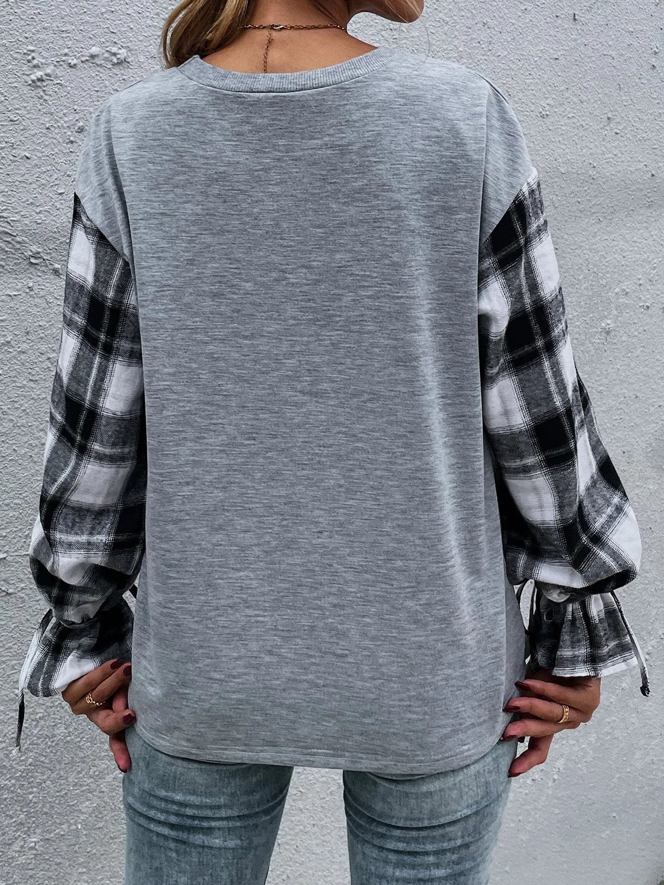 KittenAlarm - Plaid Color Block Sweatshirt