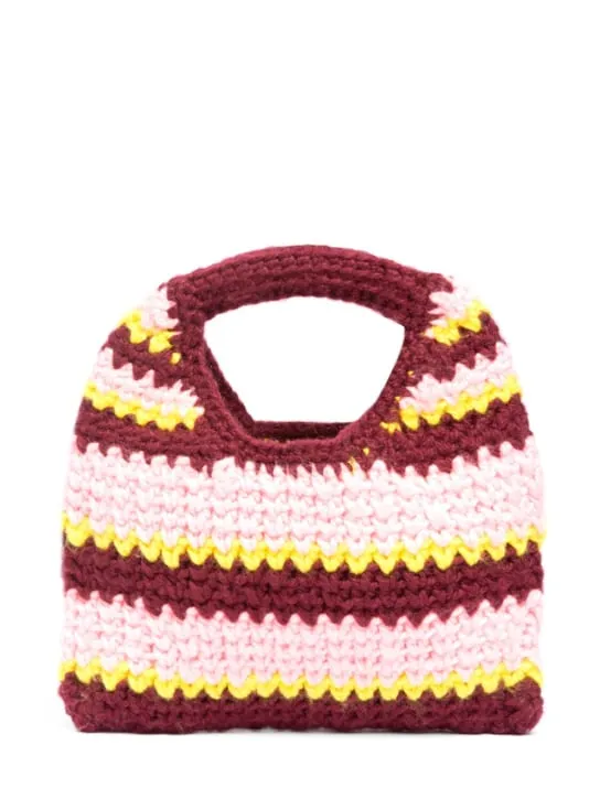 Marni Junior   Striped crochet mini top handle bag 