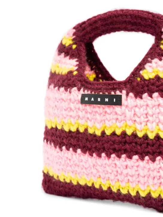 Marni Junior   Striped crochet mini top handle bag 