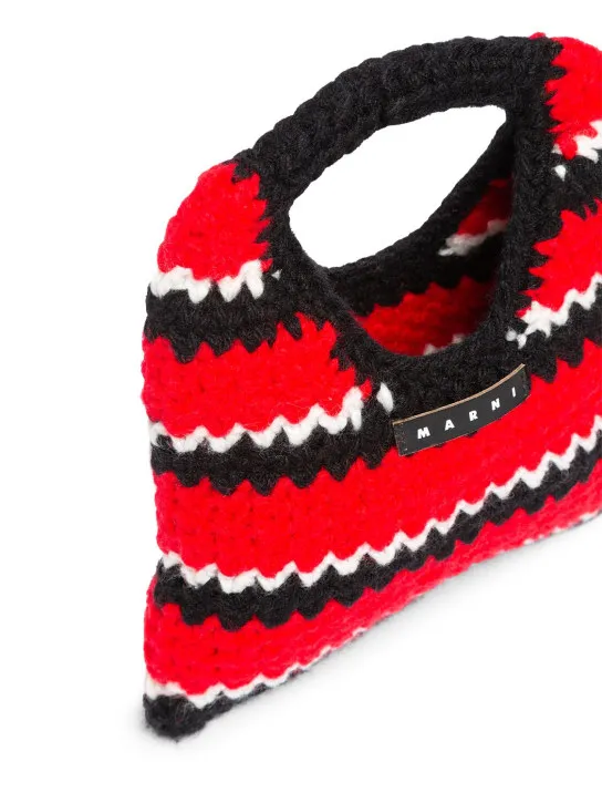 Marni Junior   Striped crochet mini top handle bag 