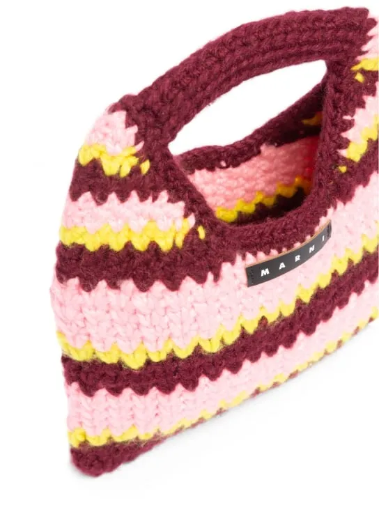 Marni Junior   Striped crochet mini top handle bag 