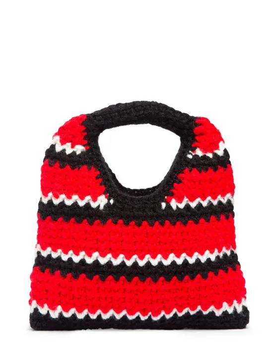 Marni Junior   Striped crochet mini top handle bag 
