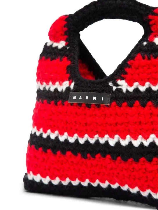 Marni Junior   Striped crochet mini top handle bag 
