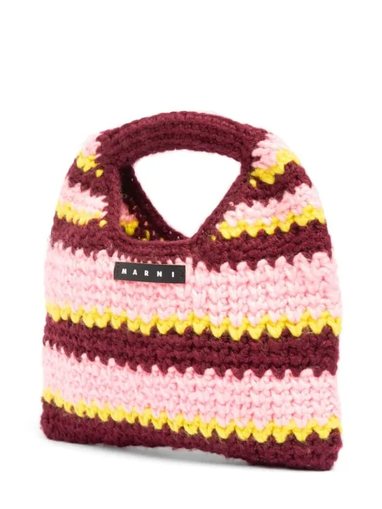 Marni Junior   Striped crochet mini top handle bag 