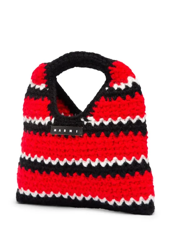Marni Junior   Striped crochet mini top handle bag 