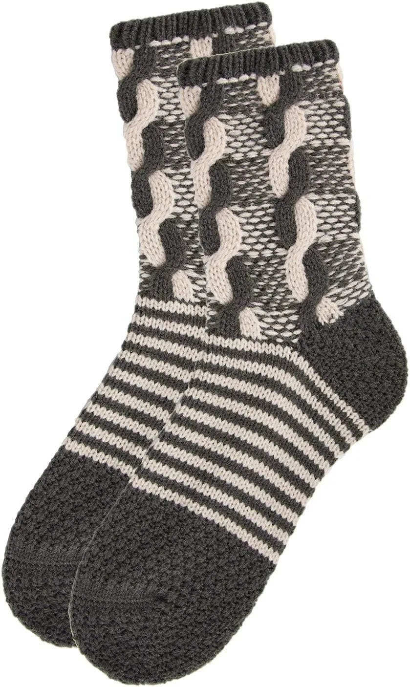 MeMoi Women's Cable Twist Sweater Knit Soft Cozy Crew Socks