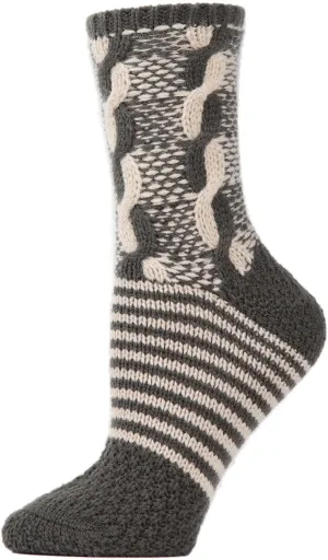 MeMoi Women's Cable Twist Sweater Knit Soft Cozy Crew Socks