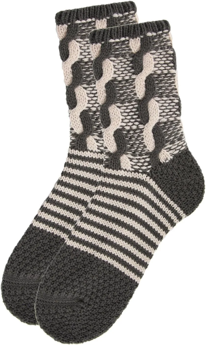 MeMoi Women's Cable Twist Sweater Knit Soft Cozy Crew Socks