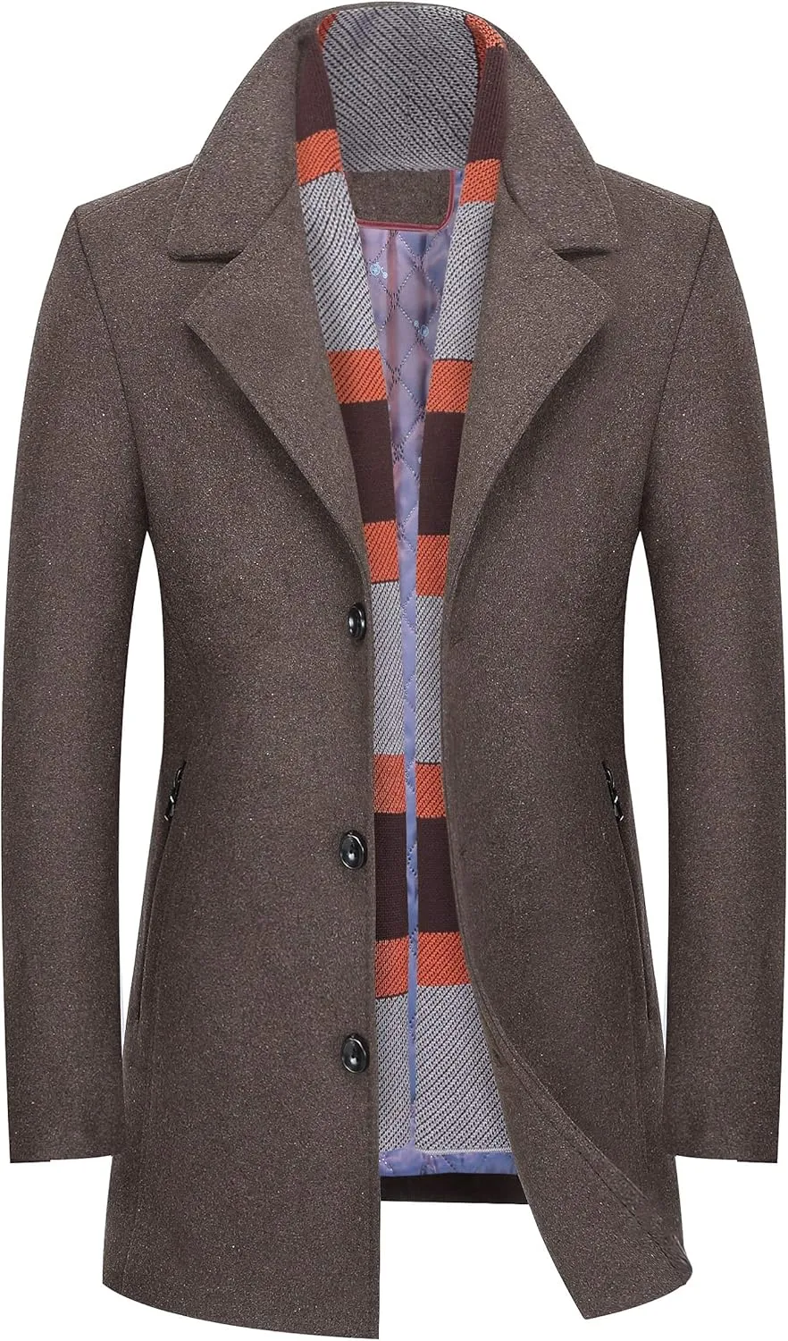 Men's Classical Bussiness Style Single Breasted Plaid Wool Coat #00220237