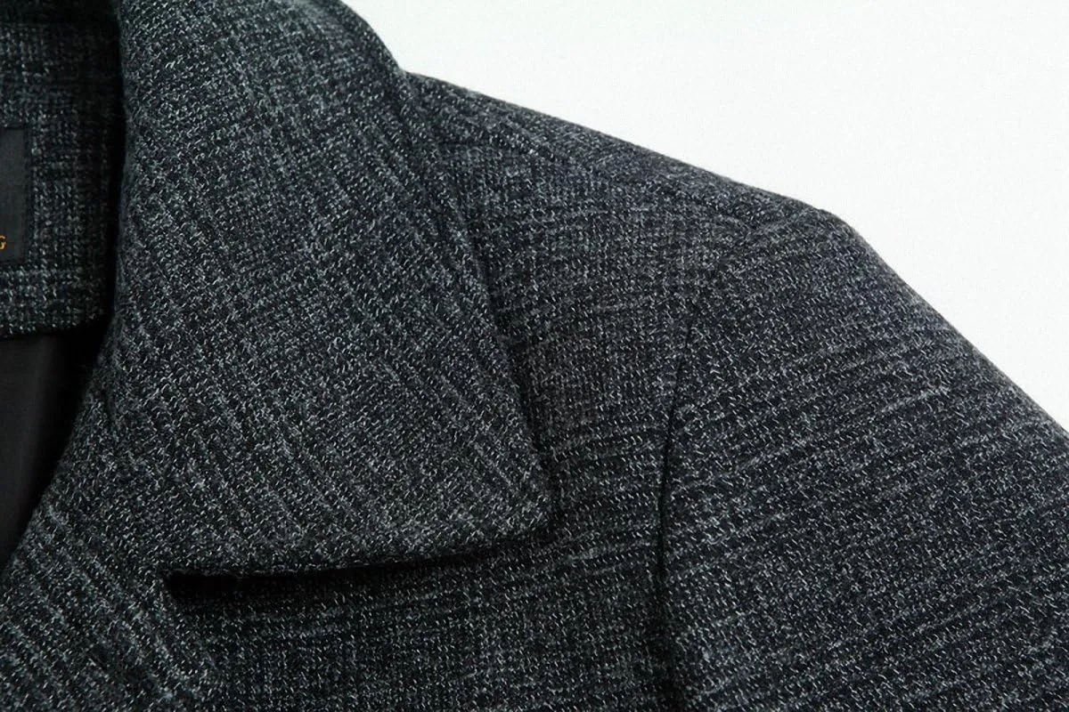 Men's Classical Bussiness Style Single Breasted Plaid Wool Coat #00220237