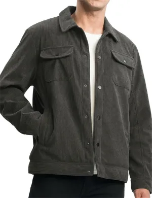 Men's Corduroy Coat Jacket Casual Sports Slim Fit Winter Warm Fleece Overcoat