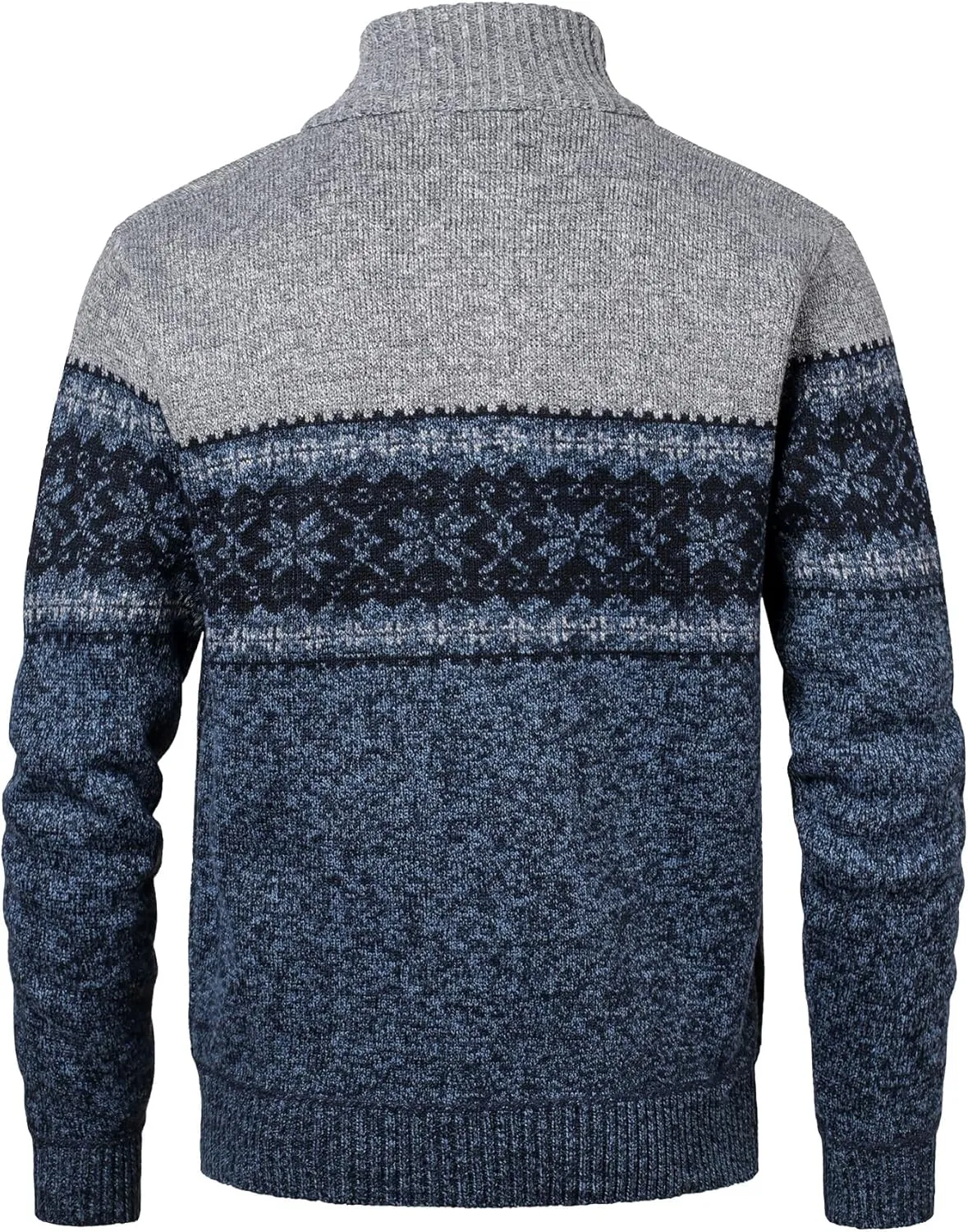 Men's Full Zip Cardigan Snowflakes Pattern Sweater Knitted Cardigan with Pockets for Casual Christmas