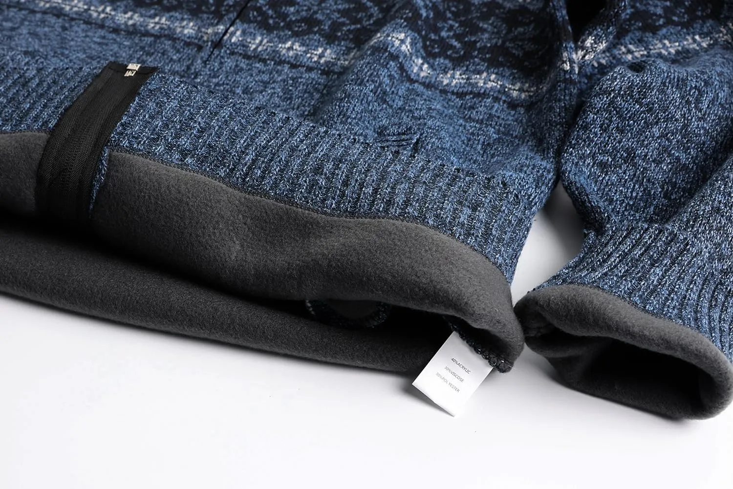 Men's Full Zip Cardigan Snowflakes Pattern Sweater Knitted Cardigan with Pockets for Casual Christmas