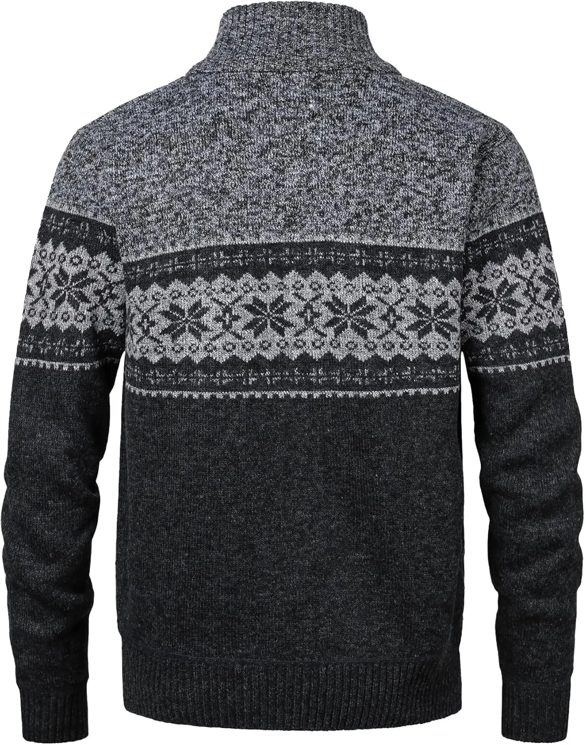 Men's Full Zip Cardigan Snowflakes Pattern Sweater Knitted Cardigan with Pockets for Casual Christmas