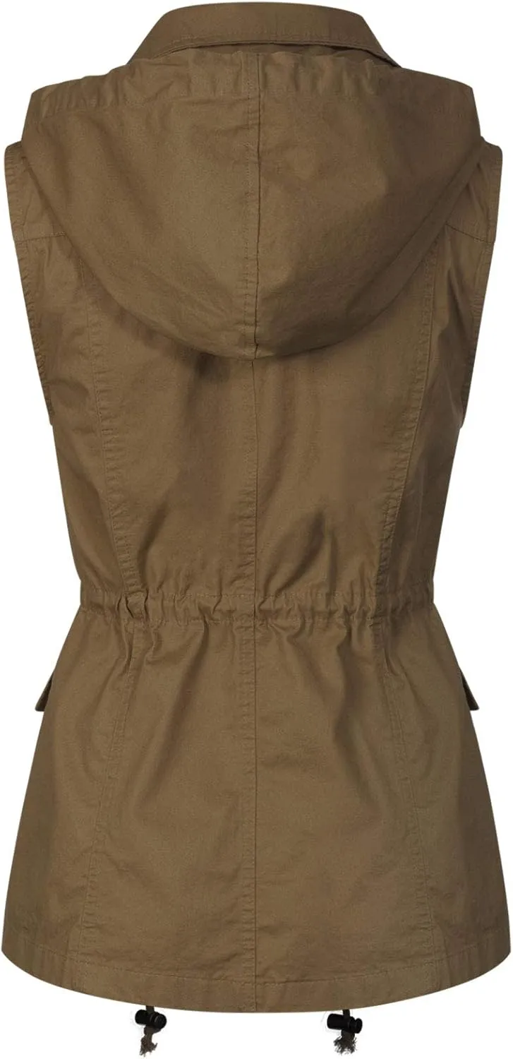 MixMatchy Women's Drawstring Lightweight Loose Fit Sleeveless Safari Vest Utility Jacket