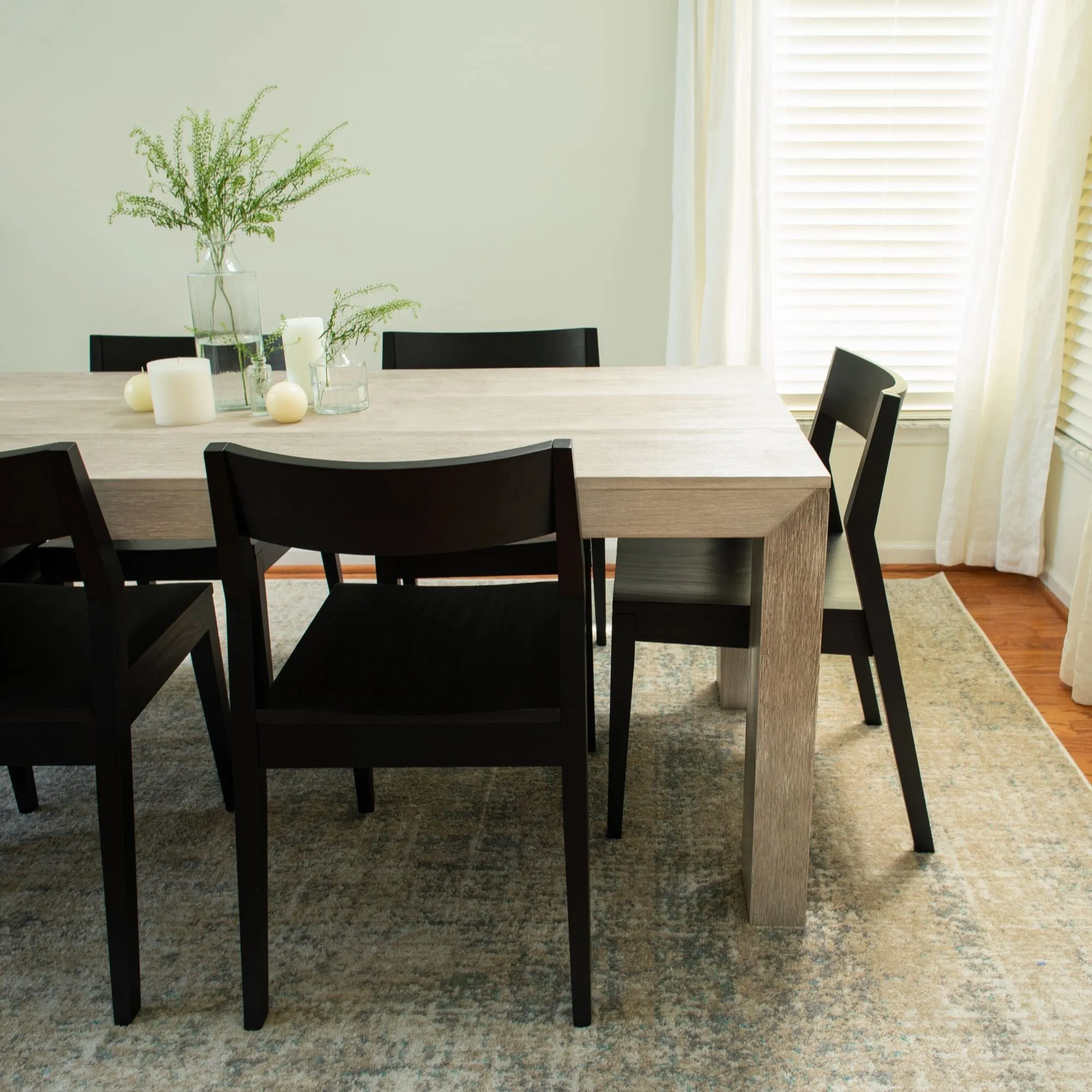 Modern Dining Set with Black Chairs - 72"