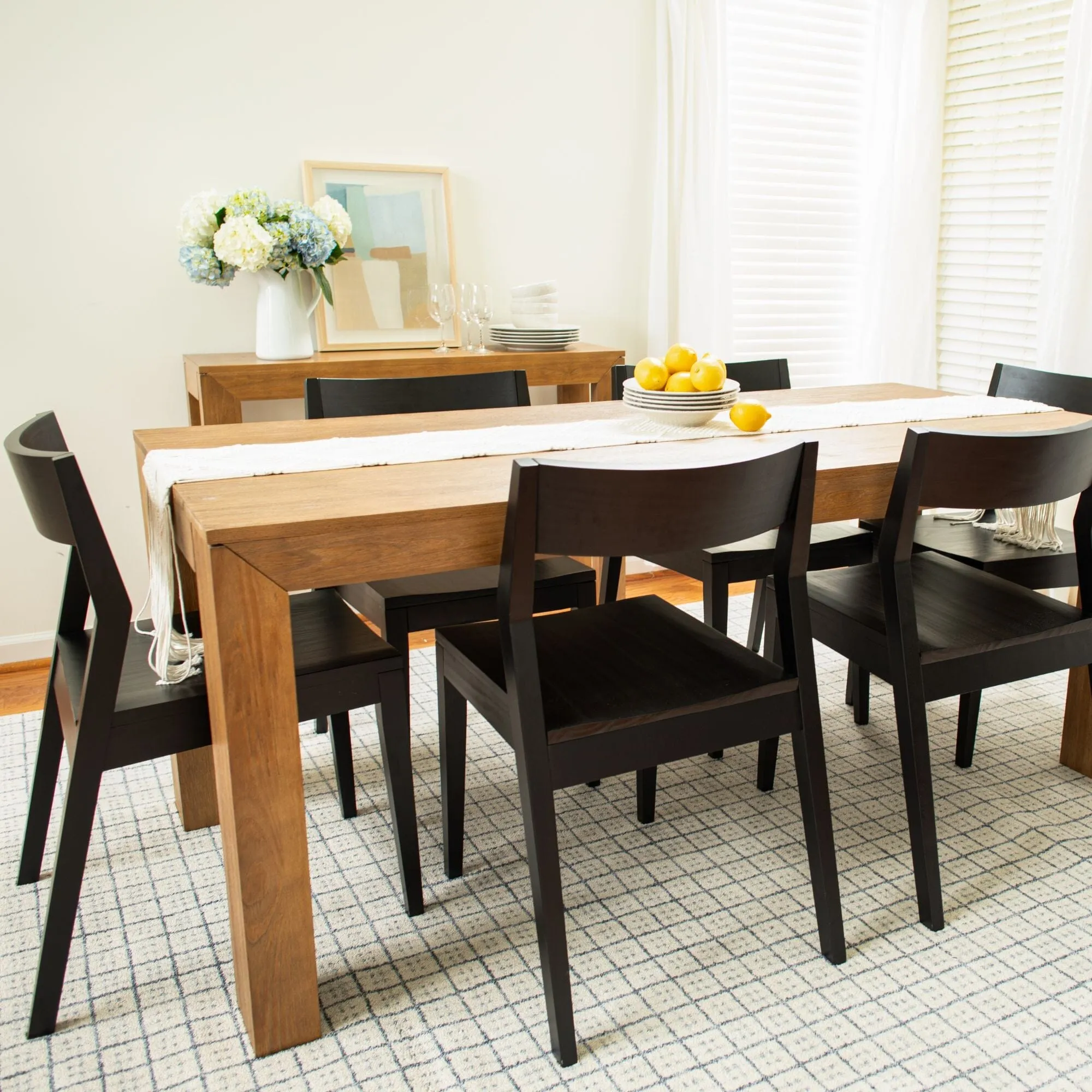 Modern Dining Set with Black Chairs - 72"