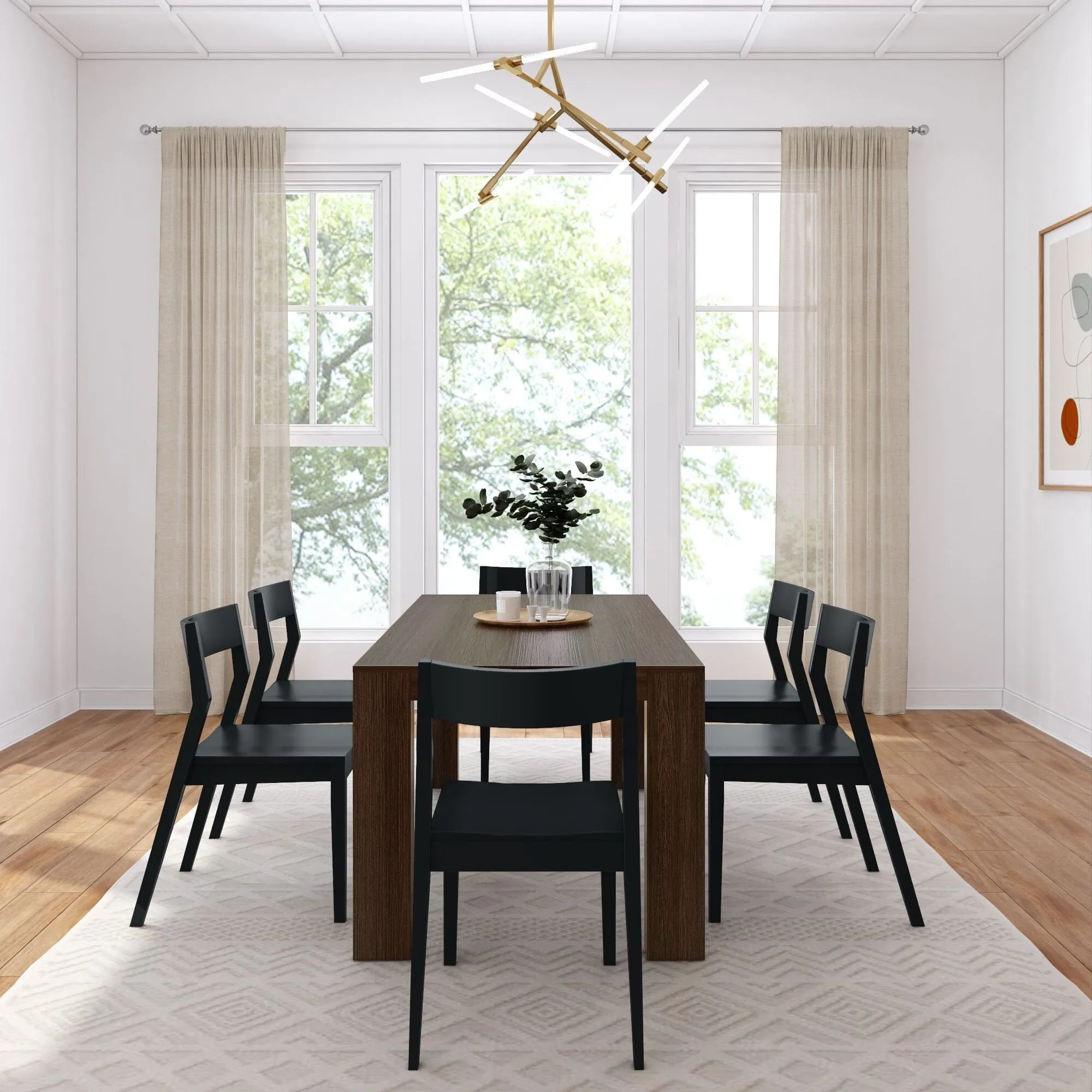 Modern Dining Set with Black Chairs - 72"