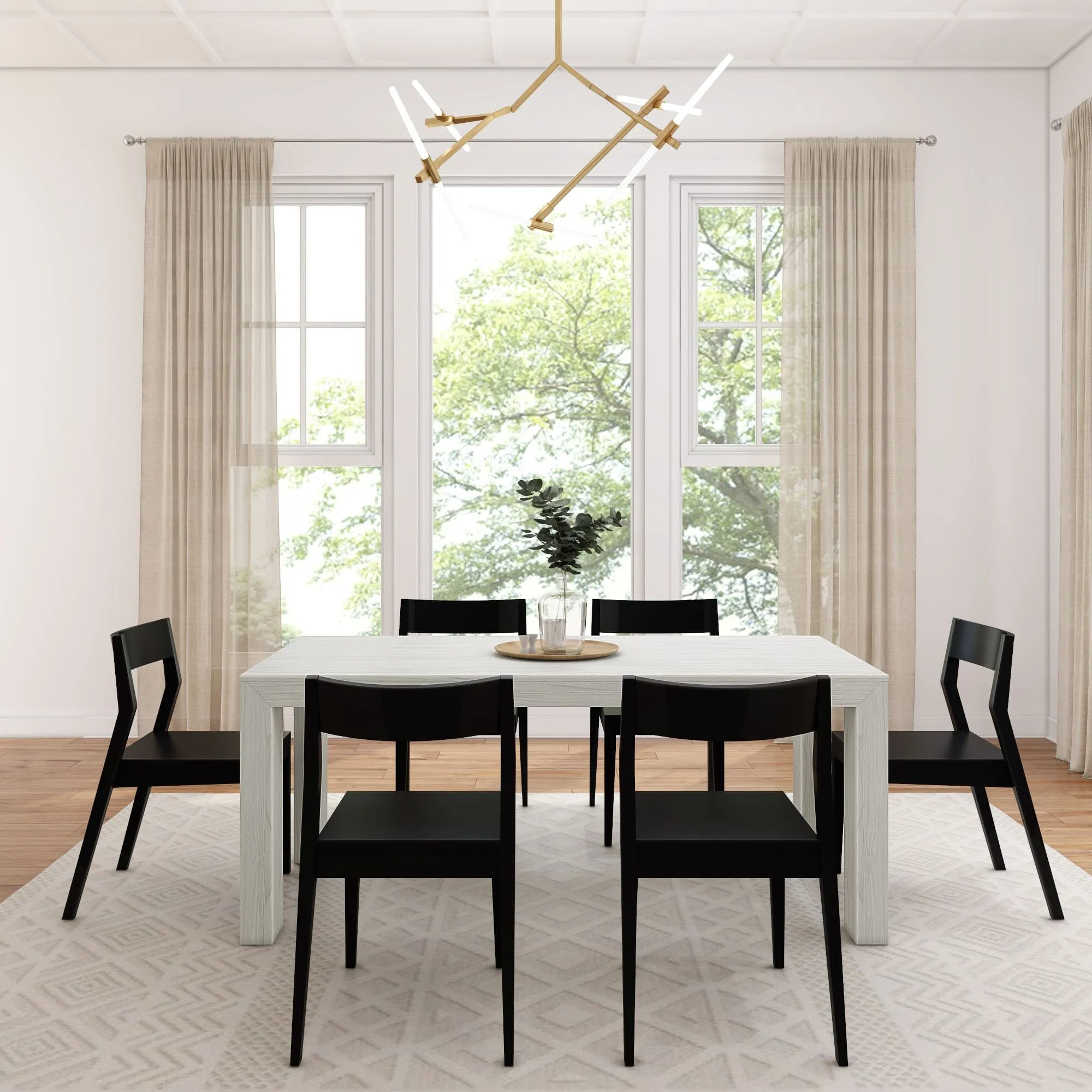 Modern Dining Set with Black Chairs - 72"