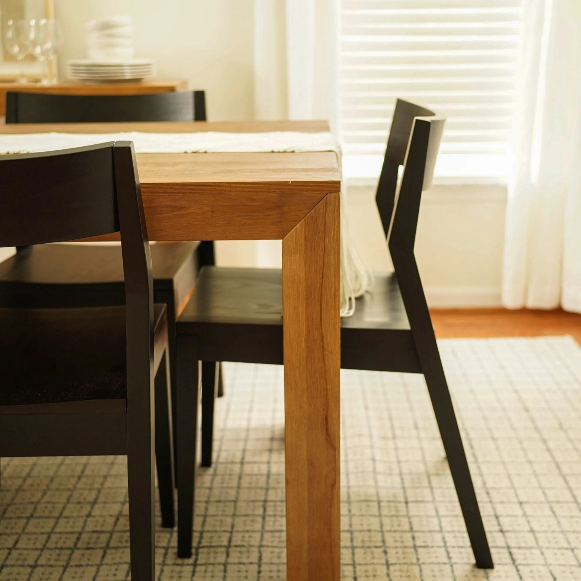 Modern Dining Set with Black Chairs - 72"