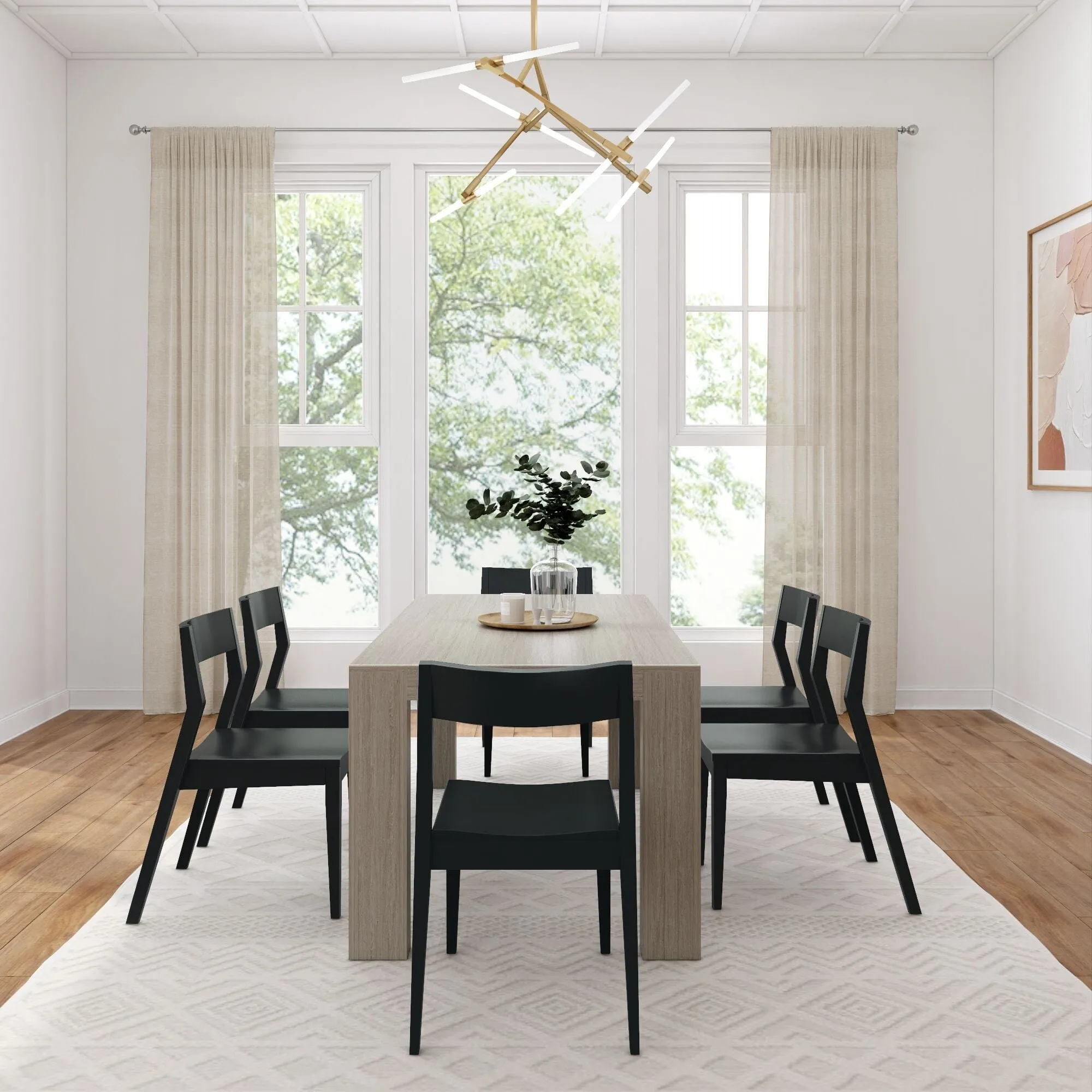 Modern Dining Set with Black Chairs - 72"