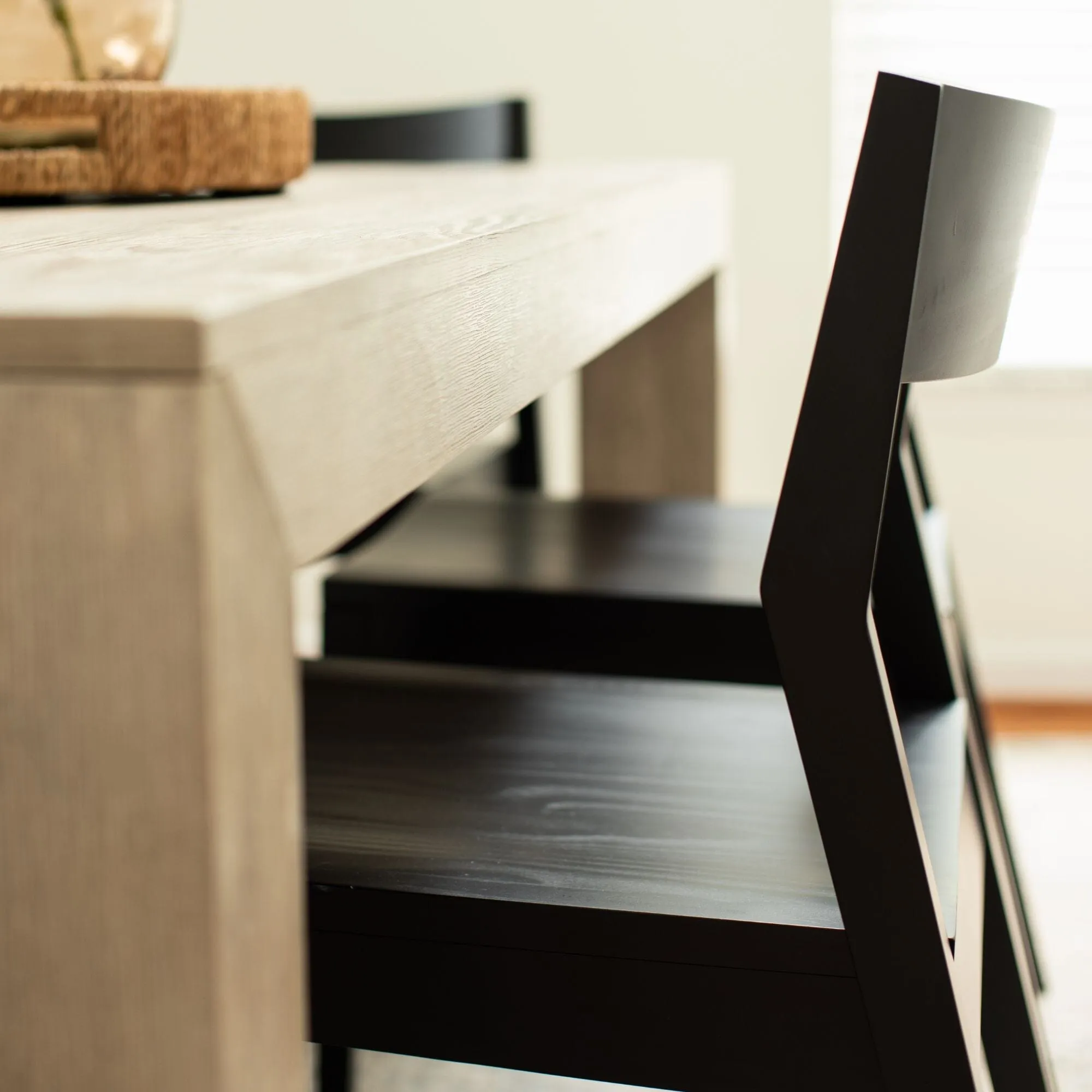 Modern Dining Set with Black Chairs - 72"