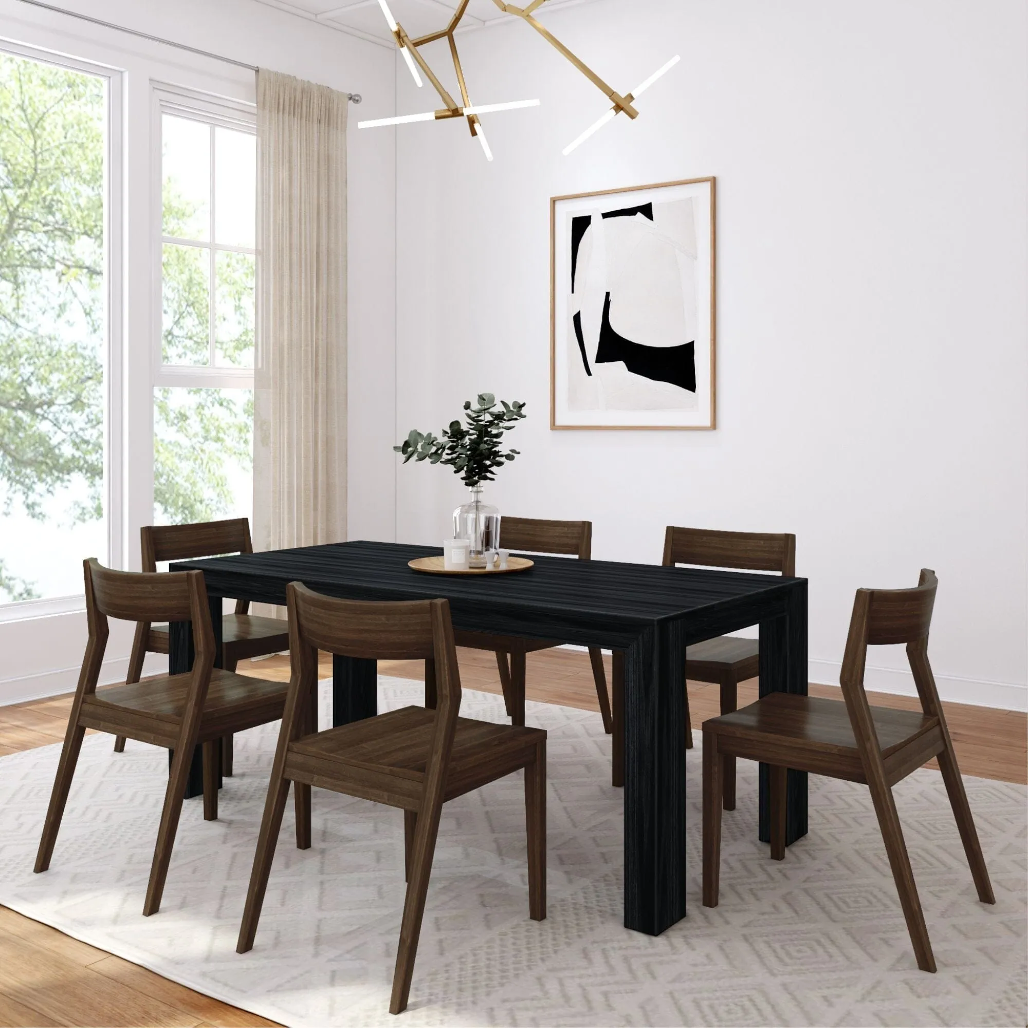 Modern Dining Set with Walnut Chairs - 72"