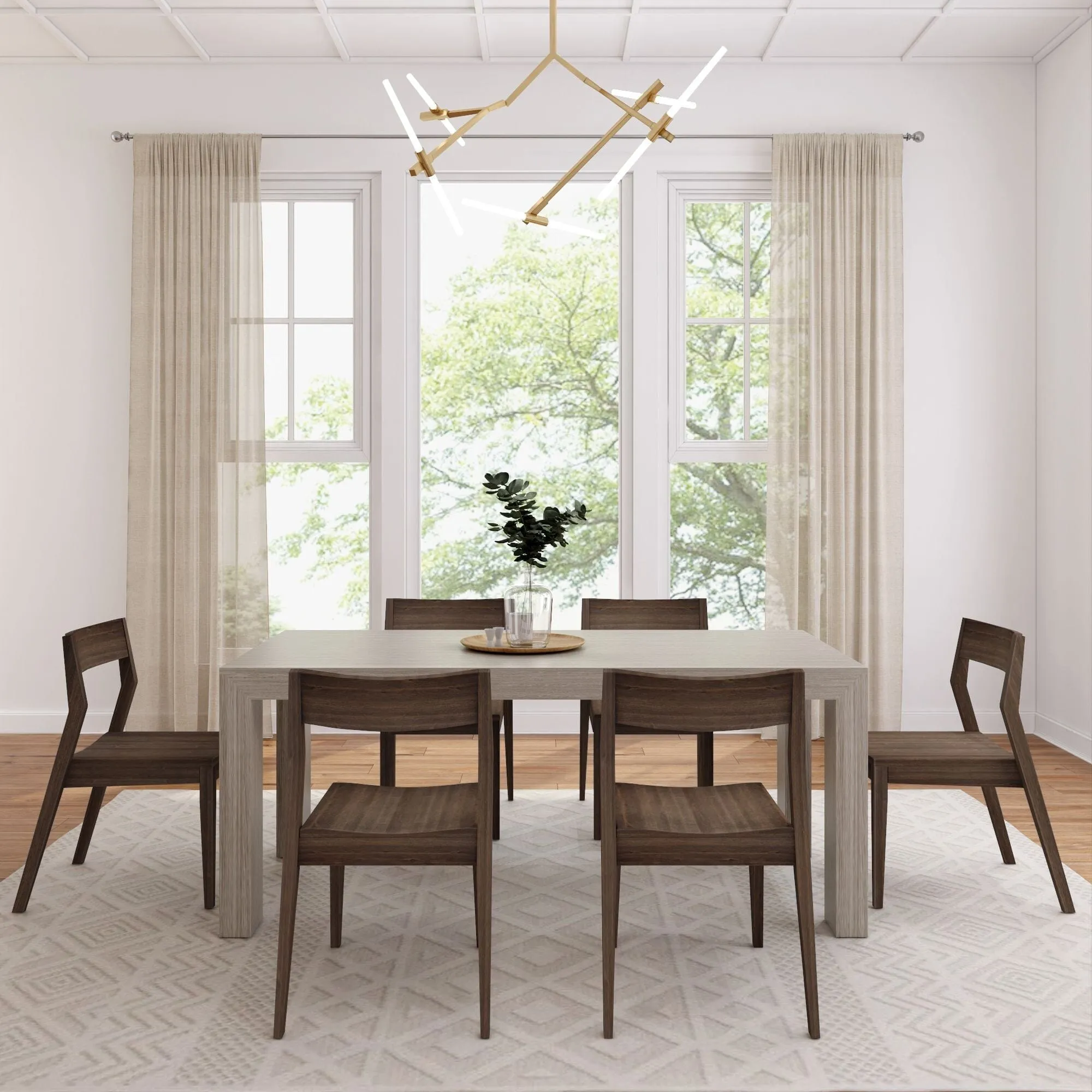 Modern Dining Set with Walnut Chairs - 72"