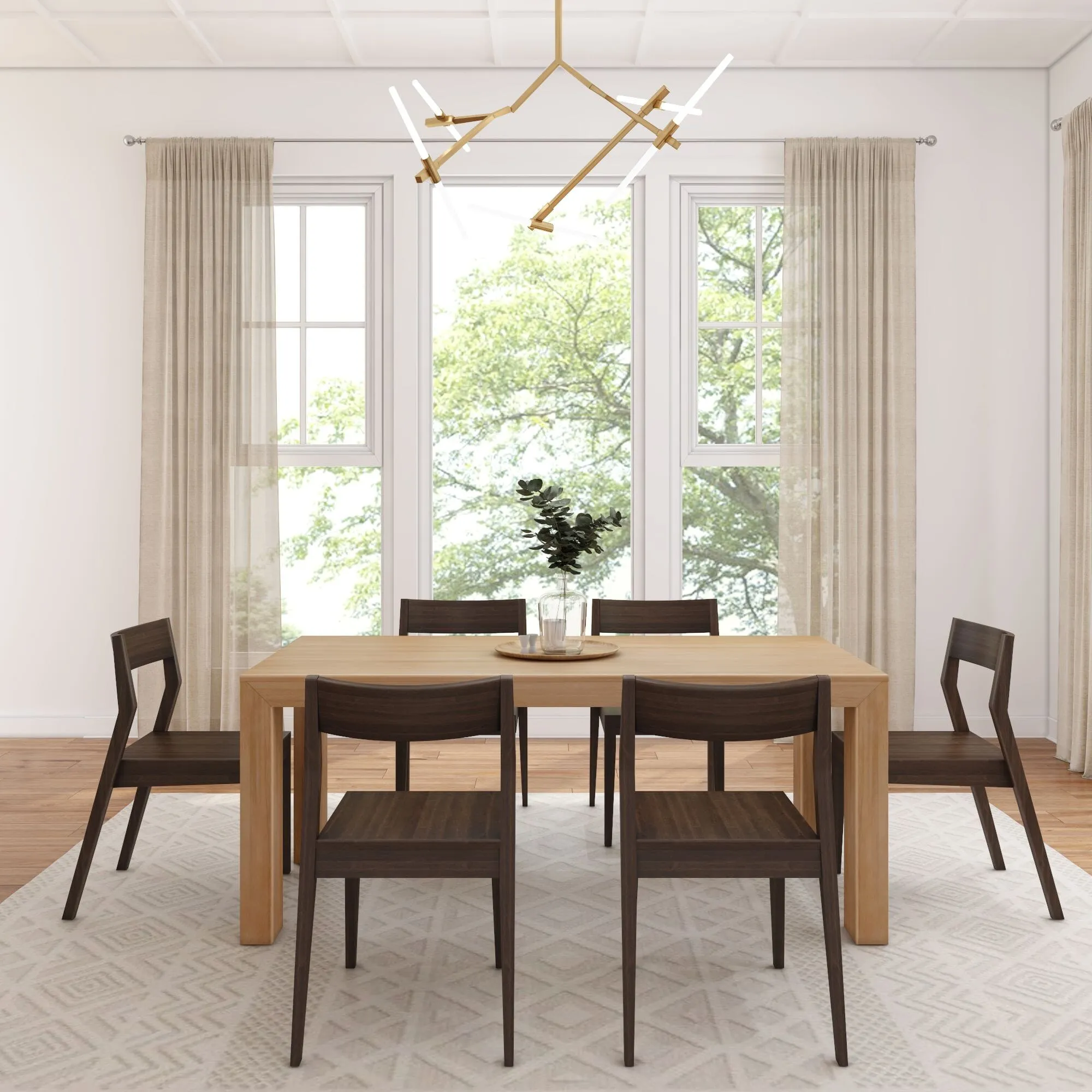 Modern Dining Set with Walnut Chairs - 72"