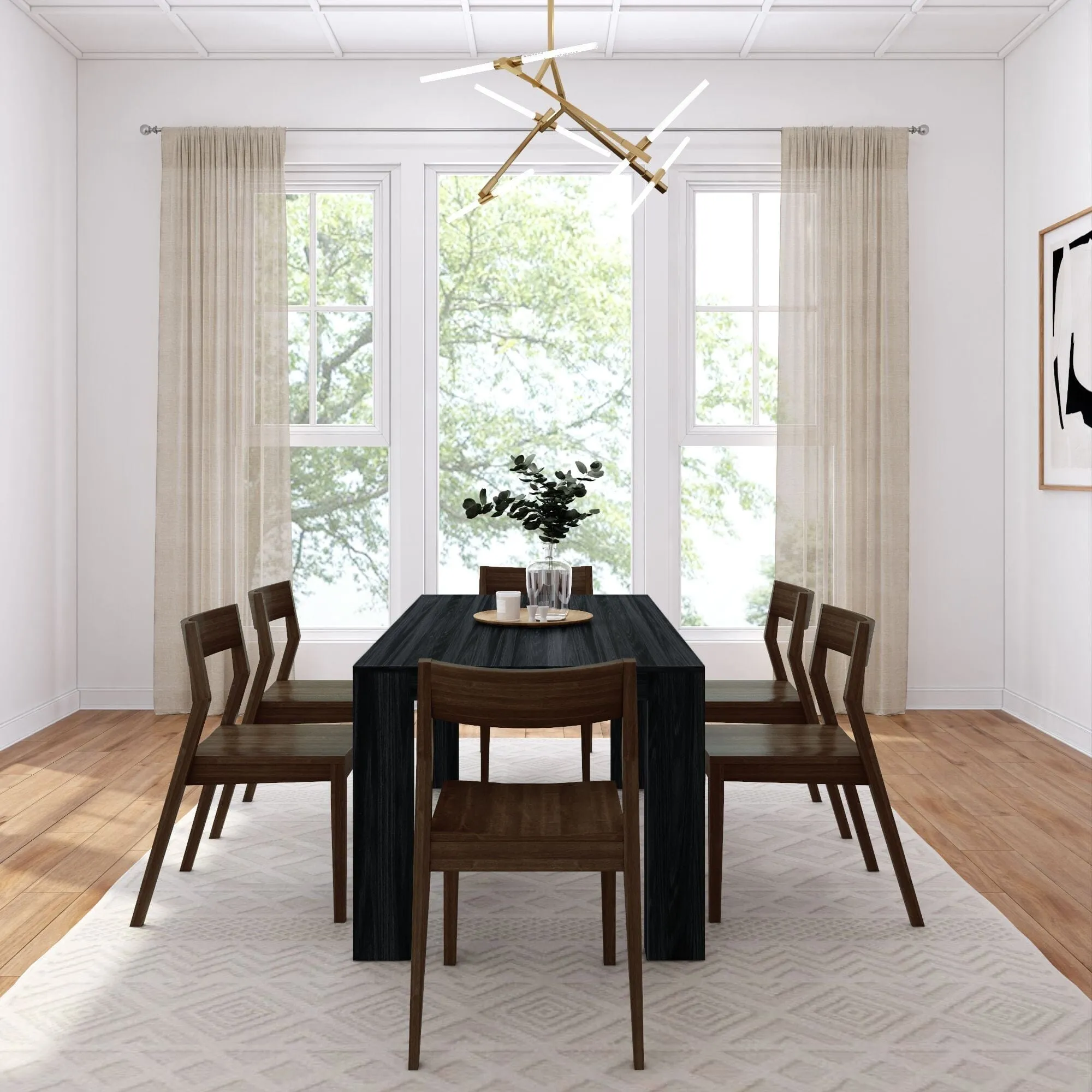Modern Dining Set with Walnut Chairs - 72"