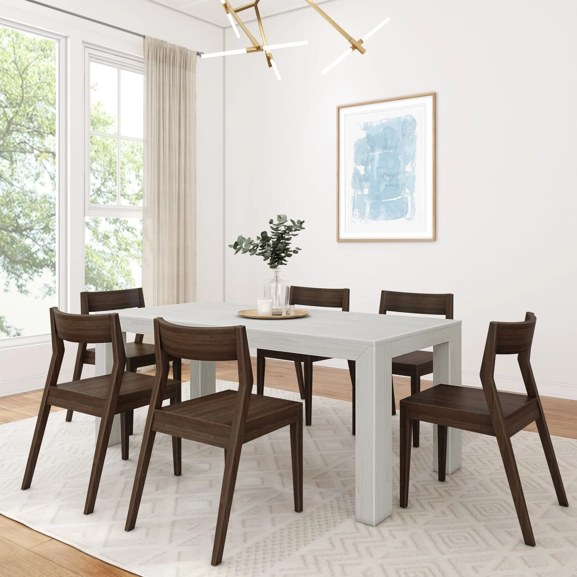 Modern Dining Set with Walnut Chairs - 72"