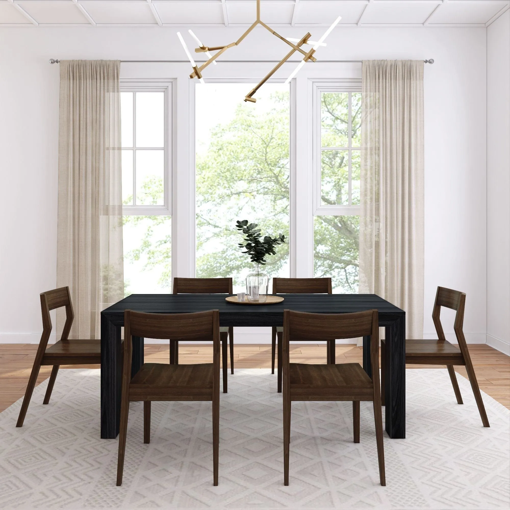 Modern Dining Set with Walnut Chairs - 72"