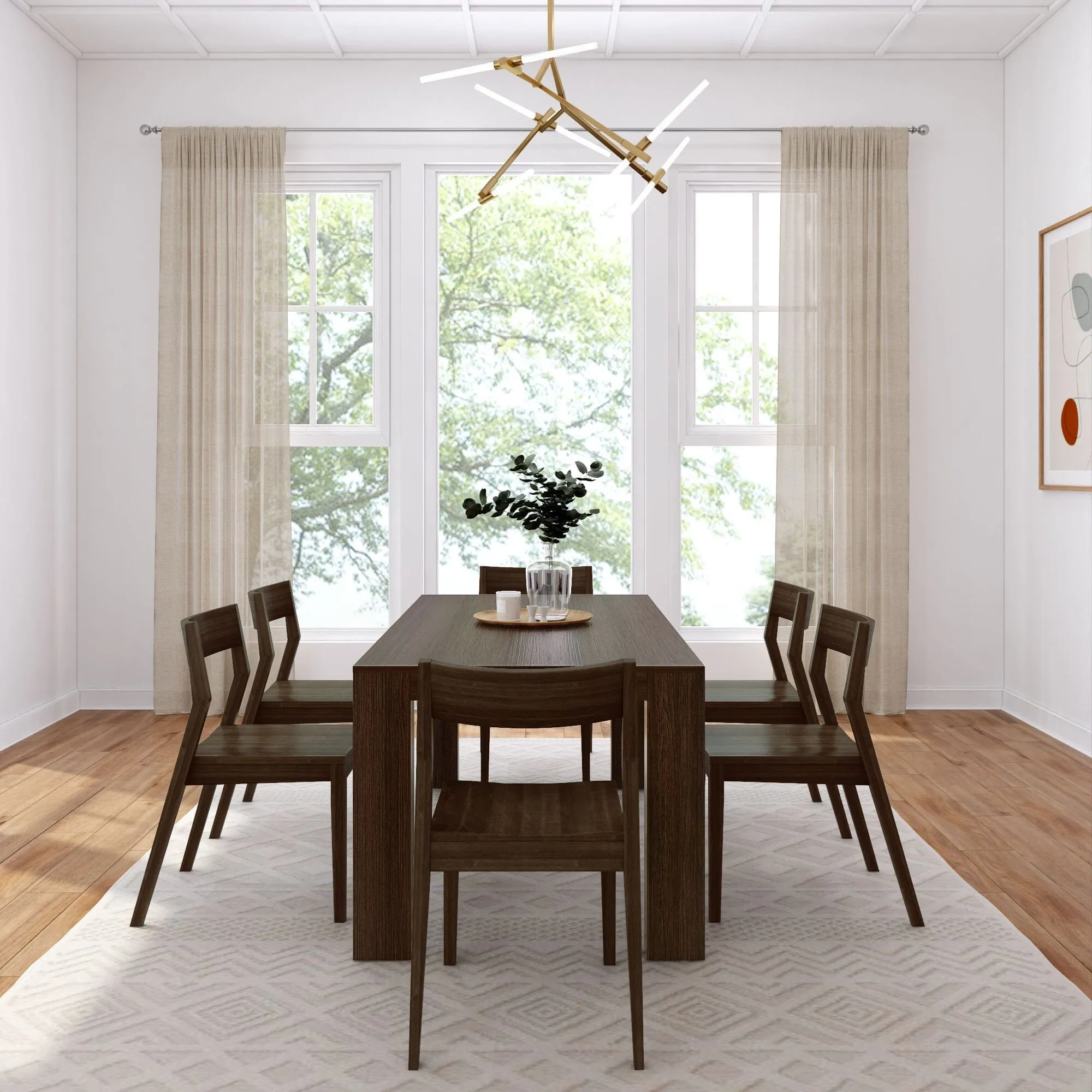 Modern Dining Set with Walnut Chairs - 72"