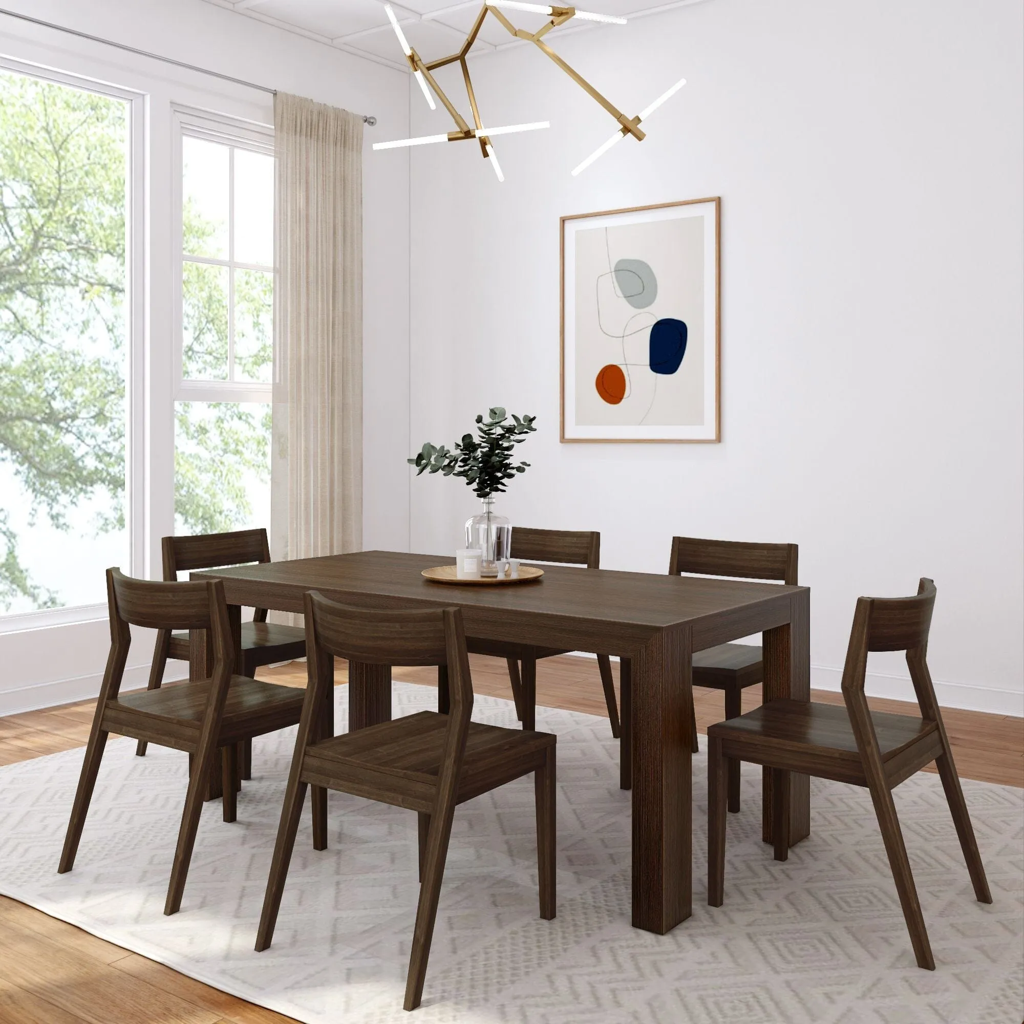 Modern Dining Set with Walnut Chairs - 72"