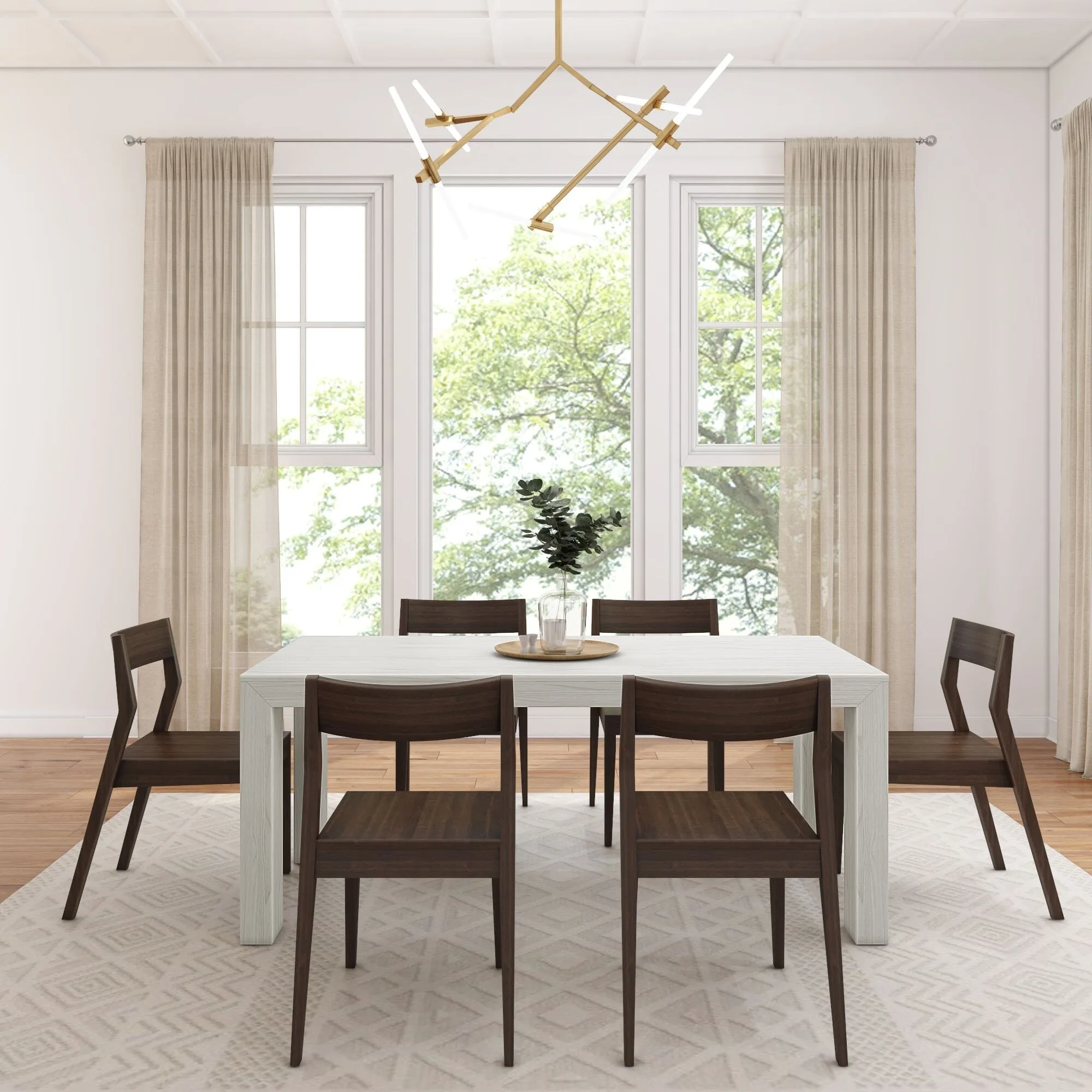 Modern Dining Set with Walnut Chairs - 72"
