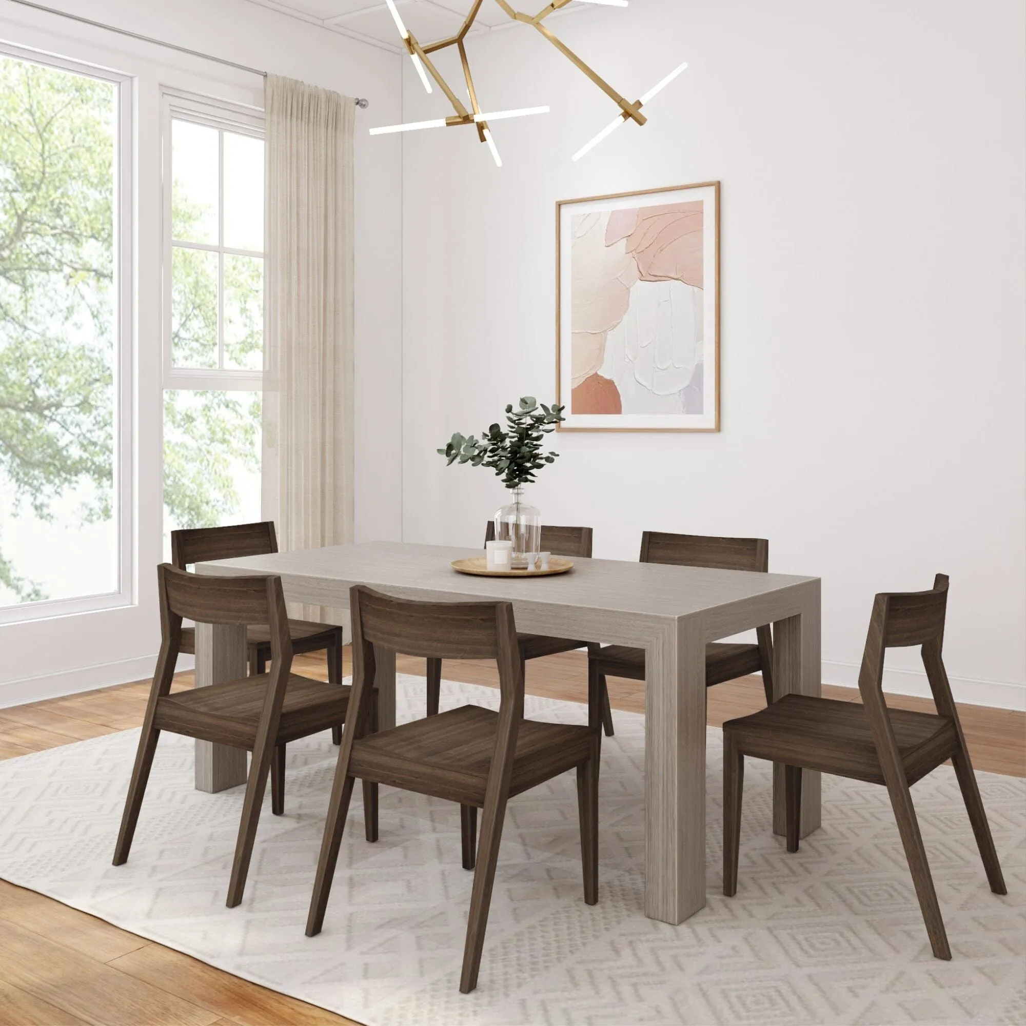 Modern Dining Set with Walnut Chairs - 72"