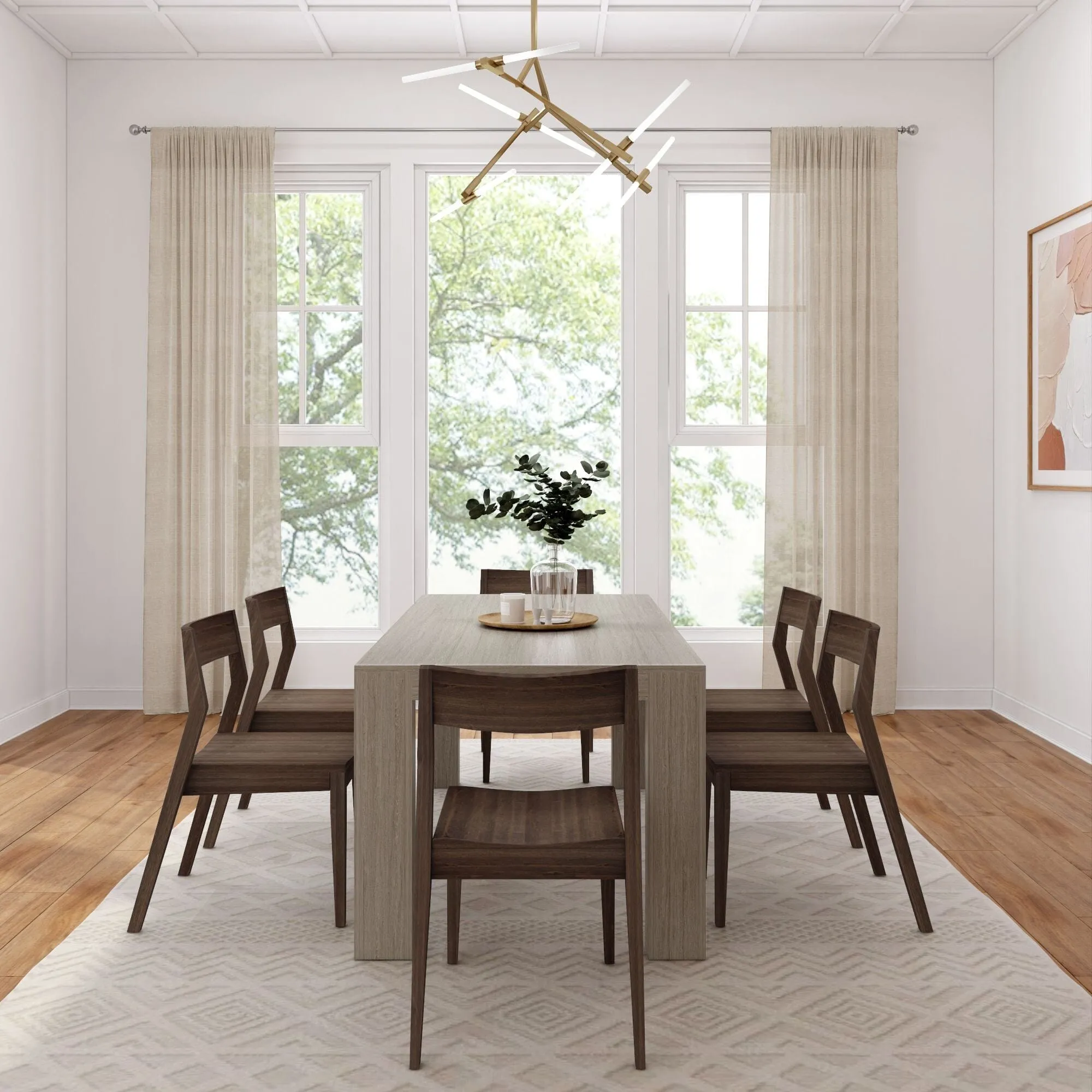 Modern Dining Set with Walnut Chairs - 72"