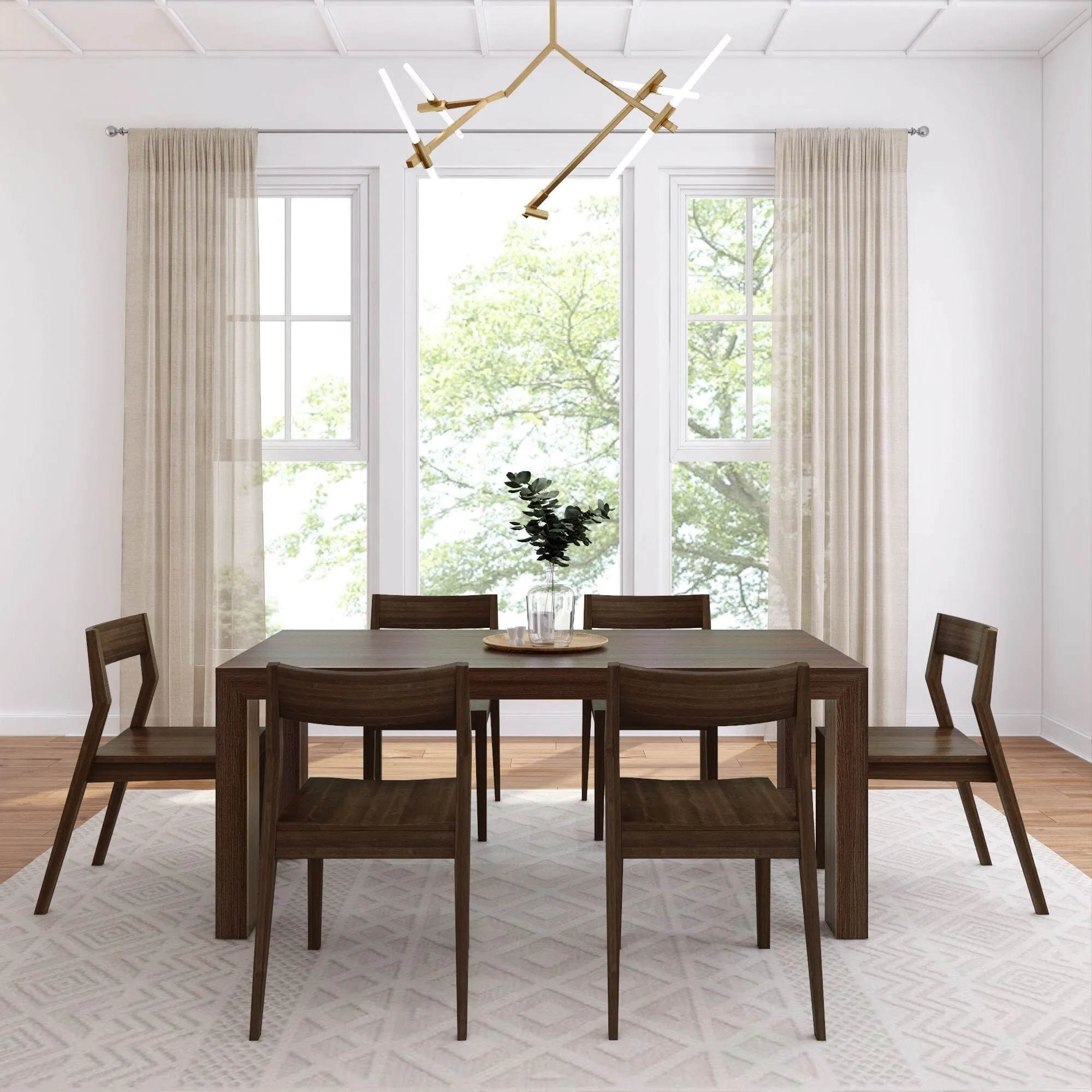 Modern Dining Set with Walnut Chairs - 72"
