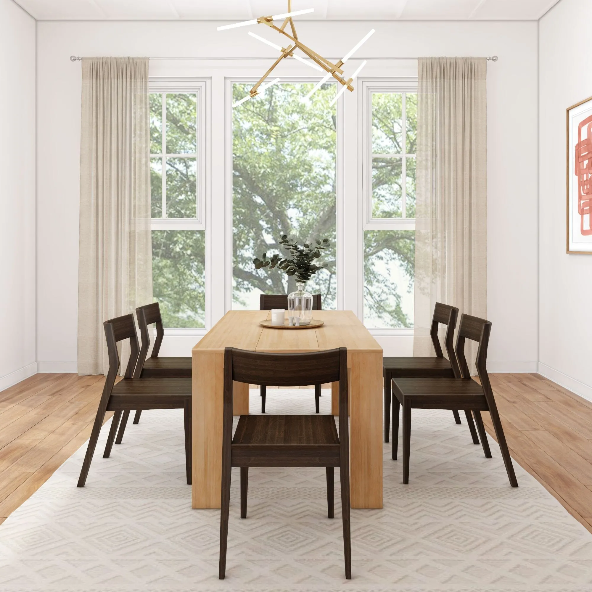 Modern Dining Set with Walnut Chairs - 72"