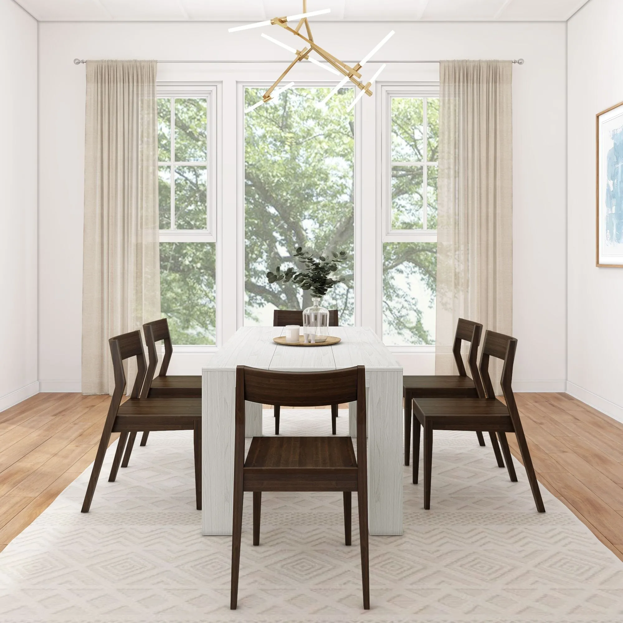 Modern Dining Set with Walnut Chairs - 72"
