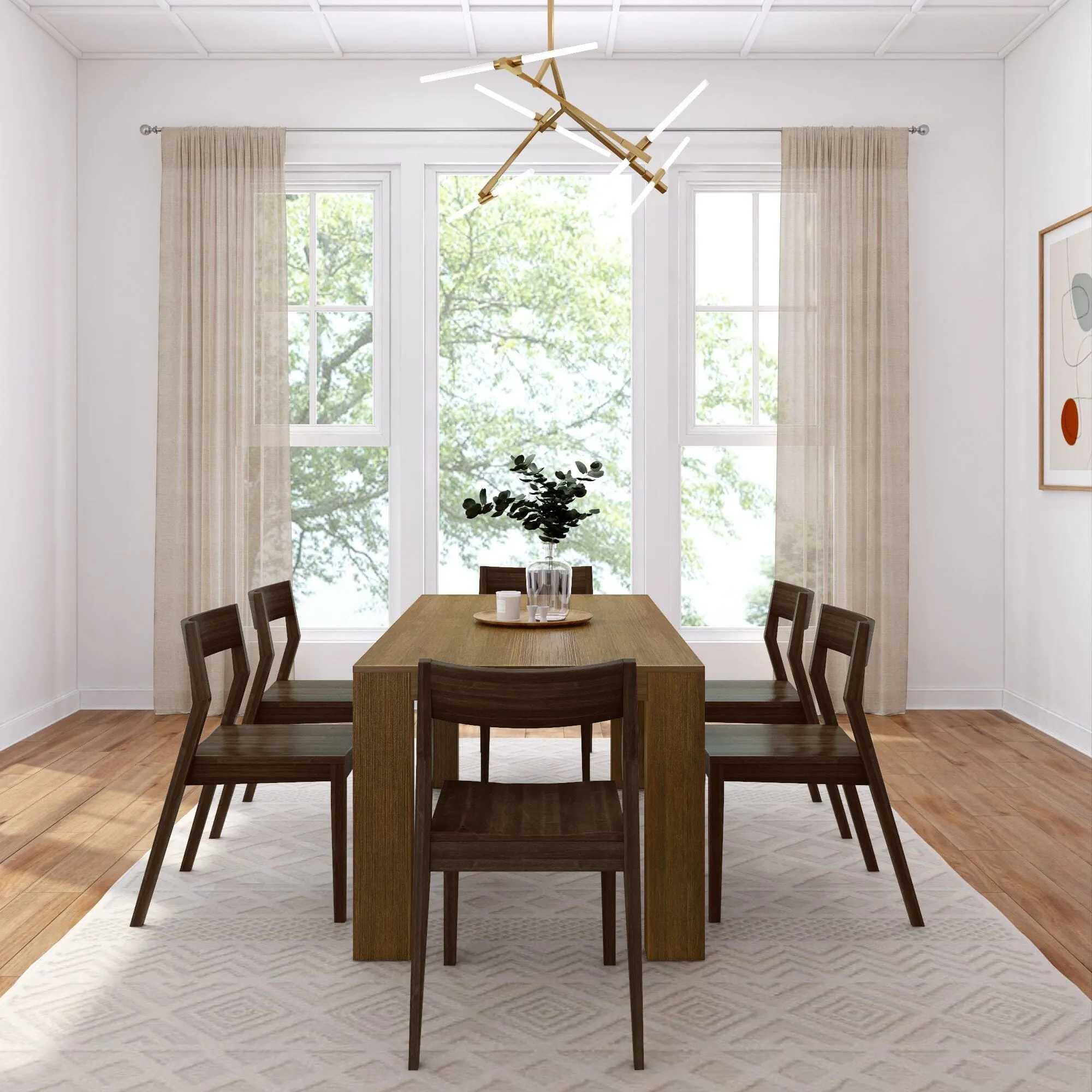 Modern Dining Set with Walnut Chairs - 72"
