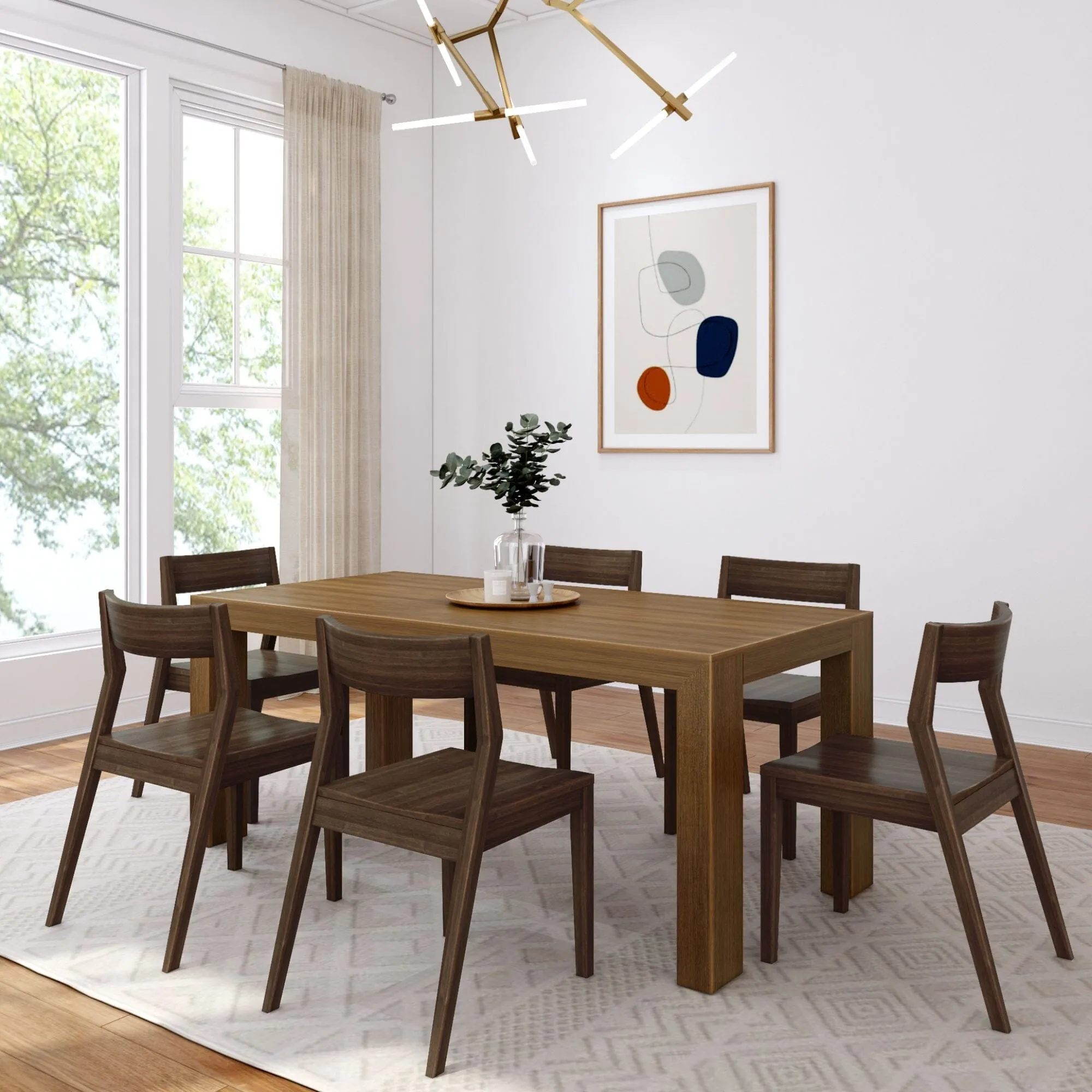 Modern Dining Set with Walnut Chairs - 72"